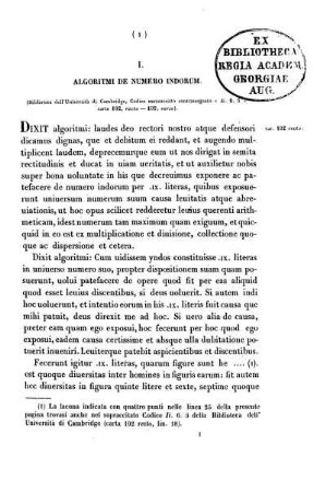 I. Algoritmi De Numero Indorum.