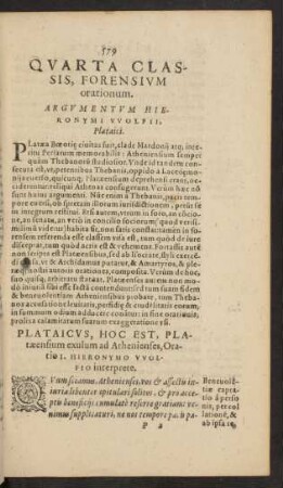 Qvarta Classis, Forensivm orationum.