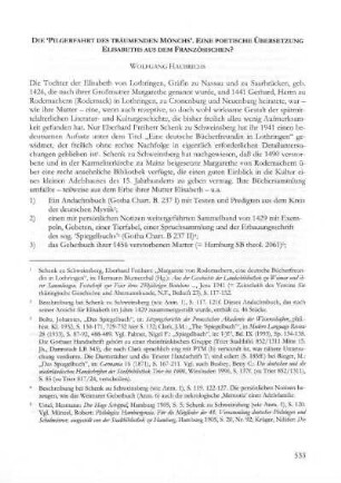 Die Pilgerfahrt des träumenden Mönchs. Eine poetische Übersetzung Elisabeths aus dem Französischen?