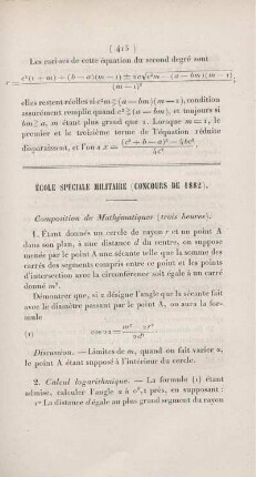 École spéciale militaire (concours de 1882).
