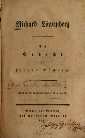 Richard Löwenherz : Ein Gedicht in sieben Büchern