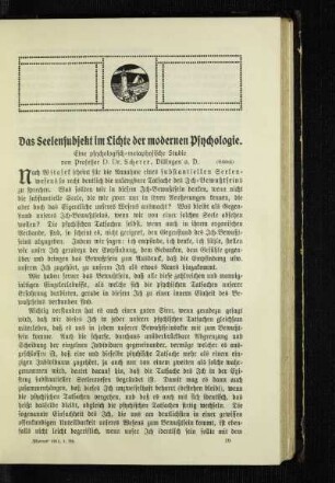 ¬Das¬ Seelensubjekt im Lichte der modernen Psychologie : eine psychologisch-metaphysische Studie ; (Schluß)