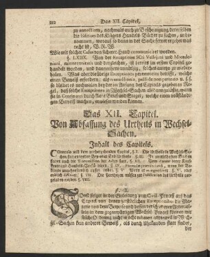 Das XII. Capitel. Von Abfassung des Urtheils in Wechsel-Sachen