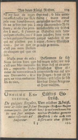 Eilfftes Gespräch. Von etlichen Königl. Vorzugs-Rechten, Regalien ...