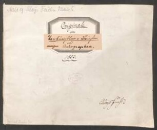 Verzeichnis von Tonkünstler-Briefen und Autographen aus dem Besitz von Aloys Fuchs