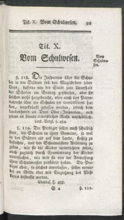 Tit. X. Vom Schulwesen.