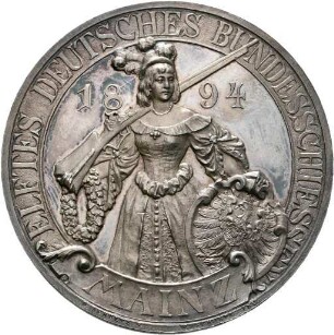 Offizielle Medaille auf das XI. Deutsche Bundesschießen in Mainz 1894 - Medaille