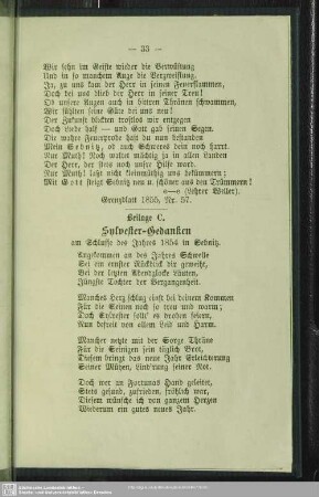 Beilage C. Sylvester-Gedanken am Schlusse des Jahres 1854 in Sebnitz