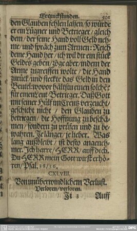 CXLVIII. Von unüberwindlichem Verlust