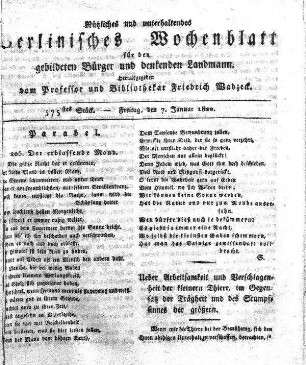 575stes Stueck, Freitag, den 7. Januar 1820
