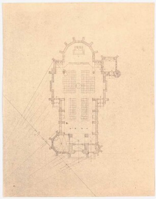 Katholische Kirche, Seichwitz: Grundriss der Kirche (Variante) (1:200)