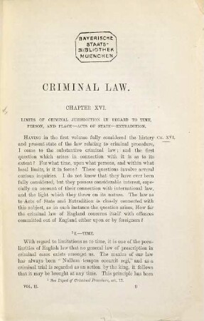 A history of the Criminal Law of England : By Sir James Fitzjames Stephen. In three volumes, II