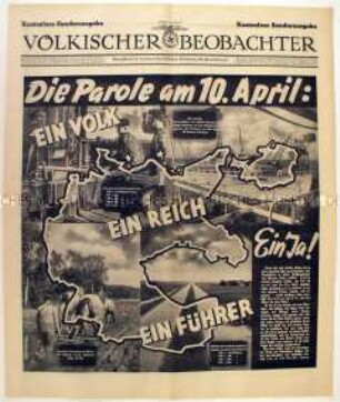 Sonderausgabe der Tageszeitung der NSDAP "Völkischer Beobachter" zur Volksabstimmung über den Anschluss Österreichs