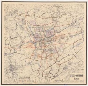 Bebauungsplan Dortmund: Straßenplan über Landkarte 1:40000