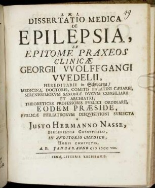 Dissertatio Medica De Epilepsia