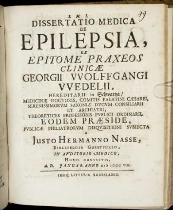 Dissertatio Medica De Epilepsia