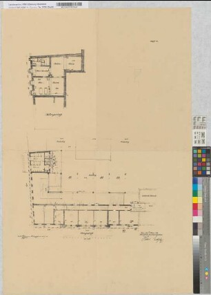 Erweiterungsbau Essen Hbf, Blatt 4: Grundriß Kellergeschoß und Obergeschoß [2 Exemplare], M. 1:100