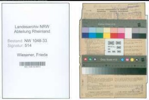 Entnazifizierung Frieda Wiesener , geb. 18.08.1879 ()