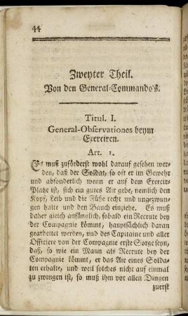 Zweyter Theil. Von den General-Commando's.