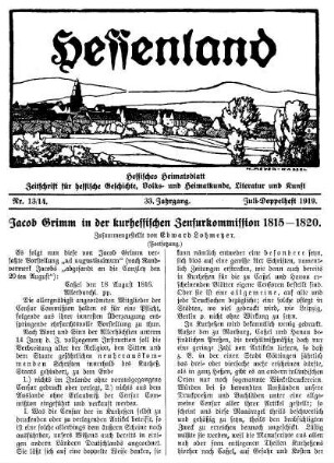 Nr. 13/14, Juli-Doppelheft 1919