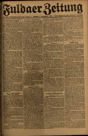 Erste Ausgabe vom Freitag, den 05. Dezember 1919.