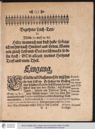 Begehrter Leich-Tert/ ... Eingang