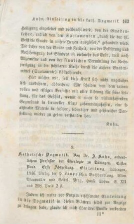 163-174 [Rezension] Kuhn, Johannes von, Katholische Dogmatik