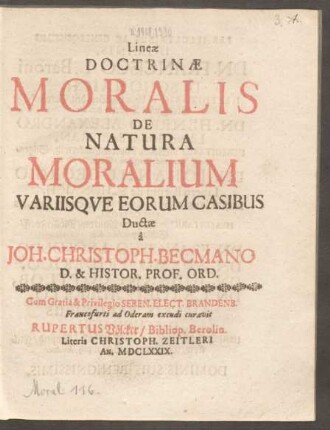 Lineae Doctrinae Moralis De Natura Moralium Variisque Eorum Casibus