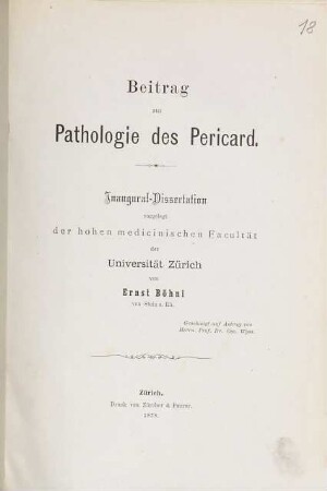 Beitrag zur Pathologie des Pericard : Inaug.-Diss.