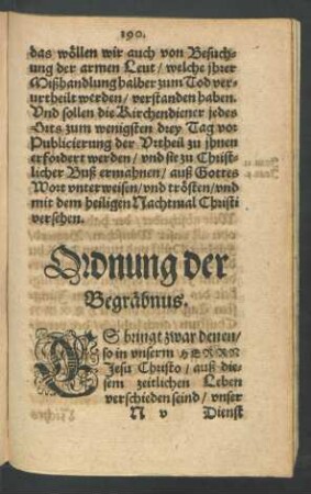 Ordnung der Begräbnus.