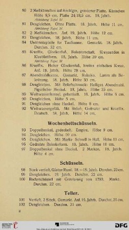 Wochenbettschüsseln (Nr. 93-97)