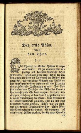 Der erste Absaz. Von den Ehen.