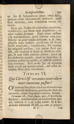 149-159, Occurrunt hoc titulo tria impedimenta matrimonii ...