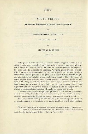 Nuovo metodo per sommare direttamente le frazioni continue periodiche.