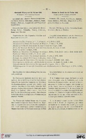 Sitzung des Vorstands vom 18. Februar 1891 / Séance du Comité du 18 février 1891
