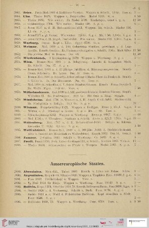 Aussereuropäische Staaten (Nr. 2889 - 2976)