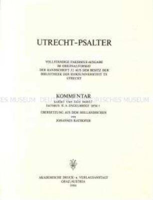 Faksimileedition des Utrechter Psalters, Kommentarband