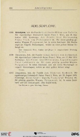 Adelsdiplome (Nr. 1308-1310)