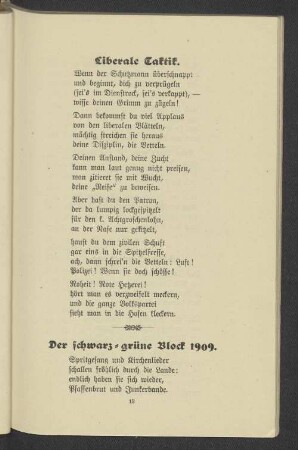 Der schwarz-grüne Block 1909