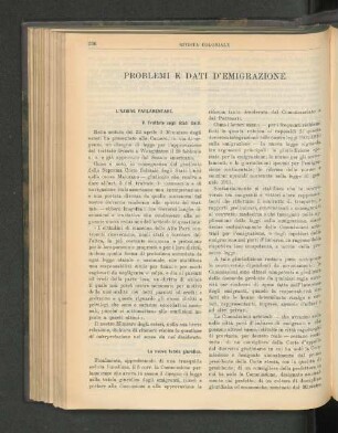 Problemi E Dati D'Emigrazione.