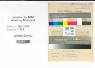 Entnazifizierung Gertrud Lohren , geb. 29.05.1911 (Geschaeftsinhaberin)
