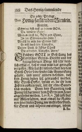 Die achte Predigt, Vom Honig-sam[m]lenden Bienlein.