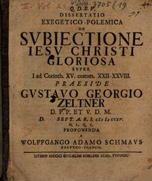Diss. exeg. polem. de subiectione Jesu Christi gloriosa, super I ad Cor. XV, 22 - 28