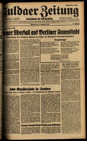 Ausgabe vom Mittwoch, den 11. September 1940.