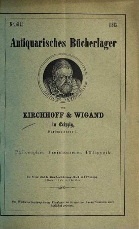 Antiquarisches Bücherlager von Kirchhoff & Wigand in Leipzig. 684. 1883