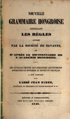 Nouvelle Grammaire Hongroise
