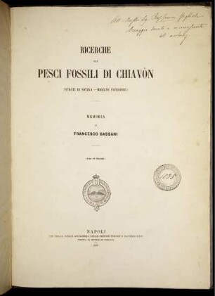 Ricerche Sui Pesci Fossili Di Chiavòn : (Strati Di Sotzka - Miocene Inferiore) ; Memoria