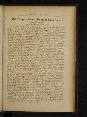 Der Ringelspinner, Bombyx neustria L.
