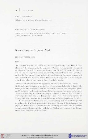 Gesamtsitzung am 23. Januar 20