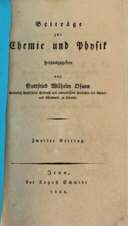 Beiträge zur Chemie und Physik, 2